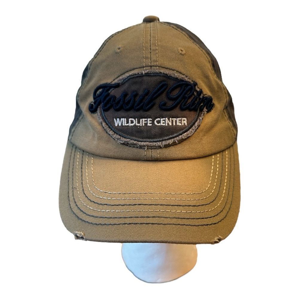 Fossil Rim wildlife center Texas cap distressed excellent quality brawn & tan